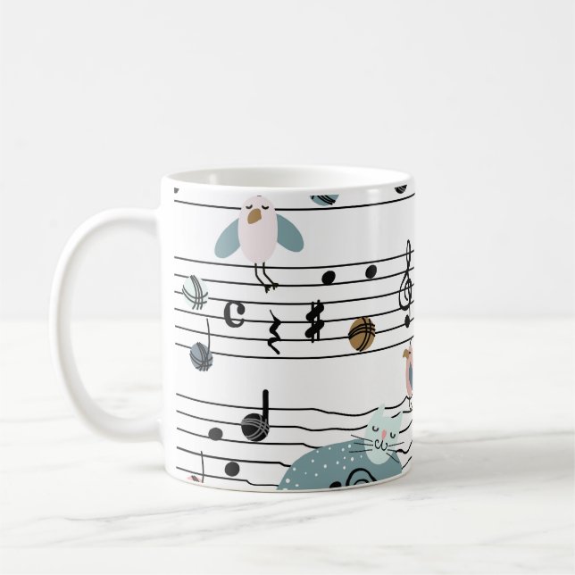 Hand drawn cute cartoon seamless pattern illustrat coffee mug (Left)