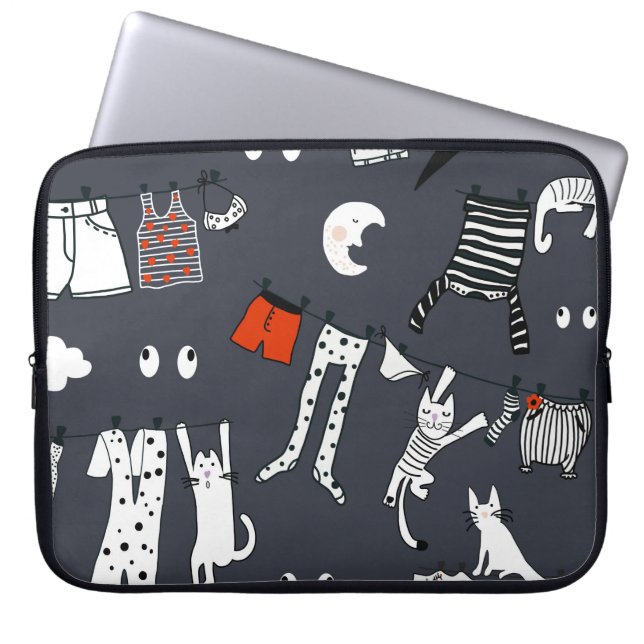 Hand drawn cute cartoon seamless pattern illustrat laptop sleeve (Front)