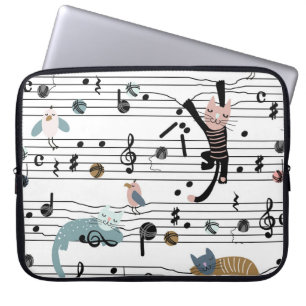 Hand drawn cute cartoon seamless pattern illustrat laptop sleeve