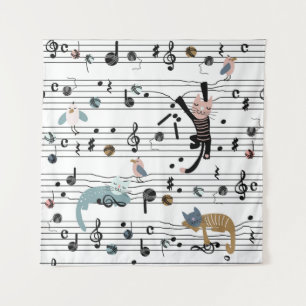 Hand drawn cute cartoon seamless pattern illustrat tapestry