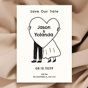 Hand drawn cute couple save the date