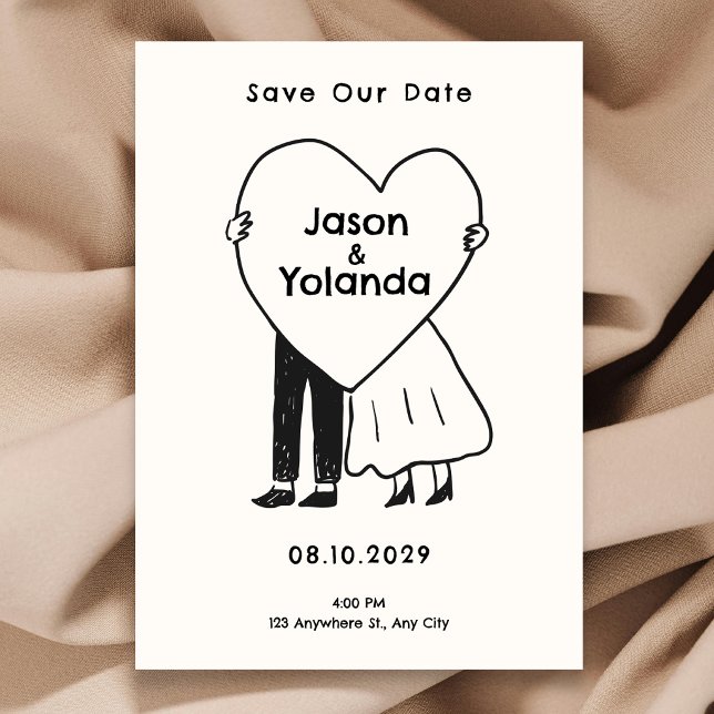 Hand drawn cute couple  save the date (Creator Uploaded)
