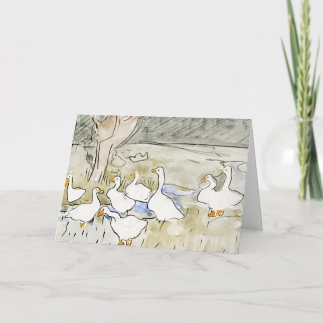 Hand Drawn Cute Duck Photos White Duck Clipart Fam Holiday Card (Front)