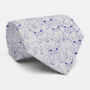 Hand Drawn Cute Frenchies Collage Tie