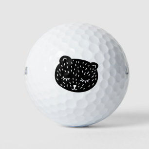 Hand Drawn Cute Happy Sleeping Cat Face 😻 Golf Balls