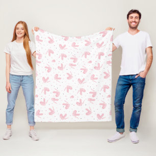 Hand Drawn Cute Heart and Love Fleece Blanket