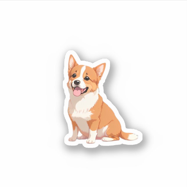 Hand Drawn Cute Little Corgi Sticker (Front)