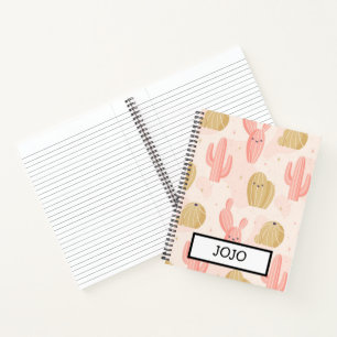 hand drawn  cute pink cactus notebook