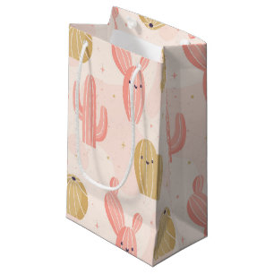 hand drawn  cute pink cactus small gift bag