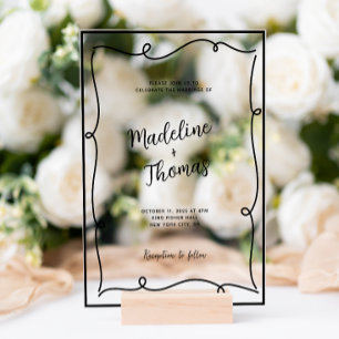 Hand Drawn Cute Script Whimsical Wedding Acrylic Invitations