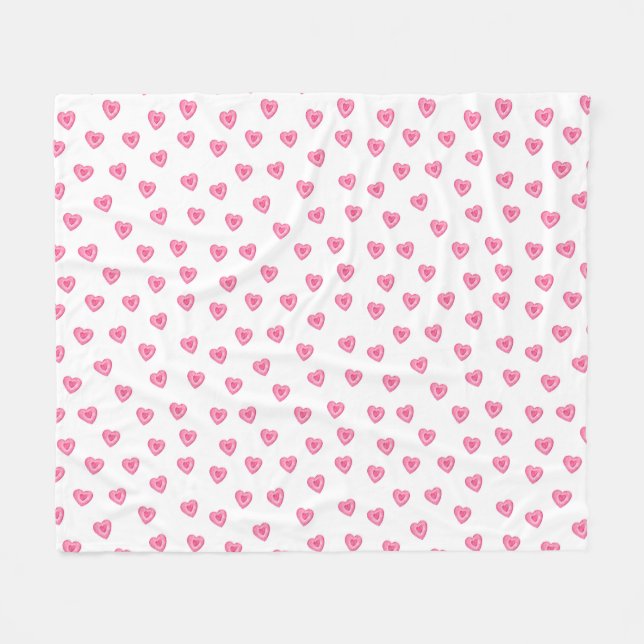 hand drawn cute seamless pattern with heart  fleece blanket (Front (Horizontal))
