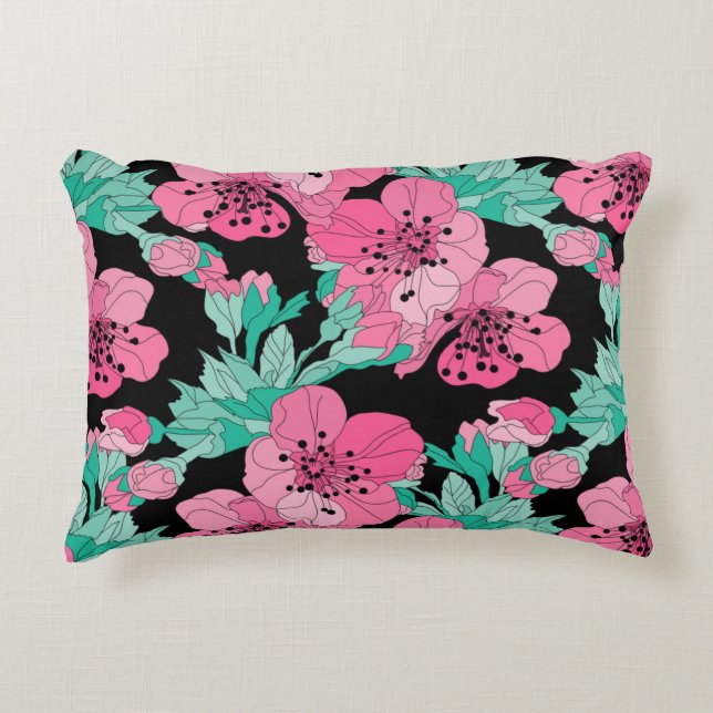 Hand Drawn Decorative Cherry Blossom Pattern  Cushion (Front)