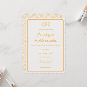 Hand Drawn Delicate Flower Pattern Wedding Invitation
