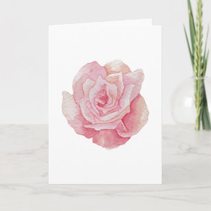 Hand Drawn Delicate Pink Rose rose (Blank) Card