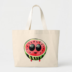 Hand Drawn Design Tote-Bag: Fruit-Emoji Large Tote Bag