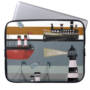Hand drawn digital painting cute cartoon pencil gr laptop sleeve