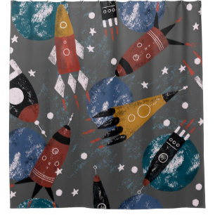 Hand drawn digital pencil pastel colour cute carto shower curtain