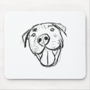 hand drawn digital smiling pit bull mouse mat