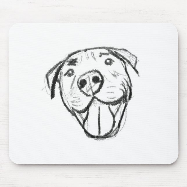 hand drawn digital smiling pit bull mouse mat (Front)