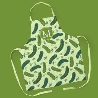 Hand Drawn Dill Pickle Pattern Apron