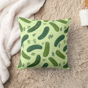 Hand Drawn Dill Pickle Pattern Cushion