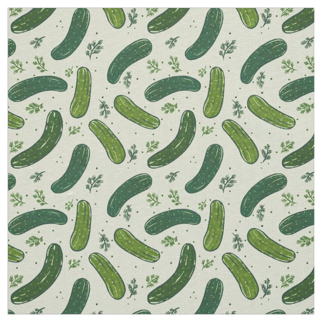 Hand Drawn Dill Pickle Pattern Fabric (Swatch)