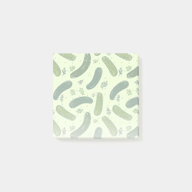 Hand Drawn Dill Pickle Pattern Post-it Notes (Front)