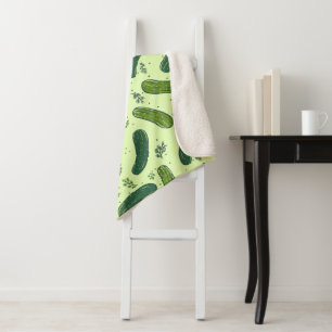 Hand Drawn Dill Pickle Pattern Sherpa Blanket