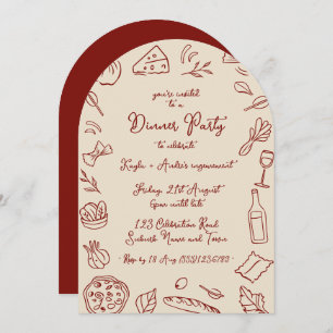 Hand Drawn Dinner Party Arch Invitation 