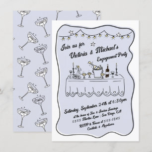 Hand Drawn Dinner Wedding Engagement Party Invitation