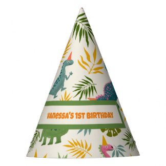 Hand-drawn Dino-mite Birthday Party Colourful Party Hat