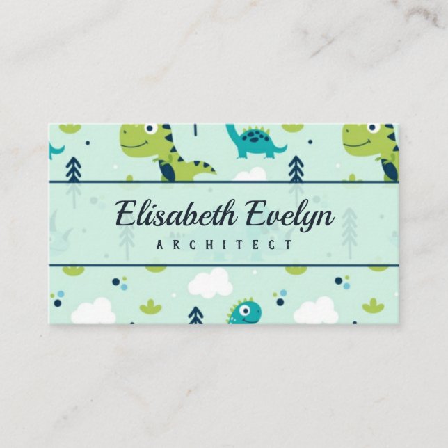 Hand drawn dinosaur pattern business card (Front)