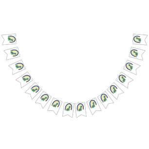 Hand Drawn Dinosaur with Rainbow Birthday Party  Bunting