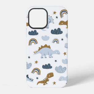 Hand drawn dinosaurs in scandinavian style with st iPhone 12 case