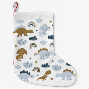 Hand drawn dinosaurs in scandinavian style with st small christmas stocking