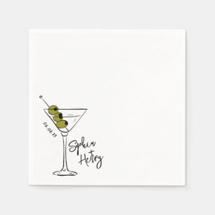 Hand Drawn Dirty Martini Cocktail  Napkin