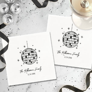 Hand Drawn Disco Ball New Year's Napkin