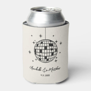 Hand Drawn Disco Retro Wedding Can Cooler
