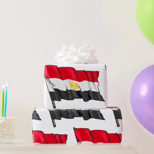 Hand-Drawn Distressed Egypt Flag Wrapping Paper