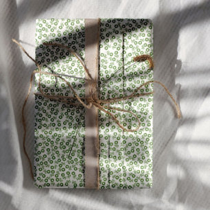  Hand-drawn ditsy Sage Green Daisies – Mini Floral Wrapping Paper Sheet