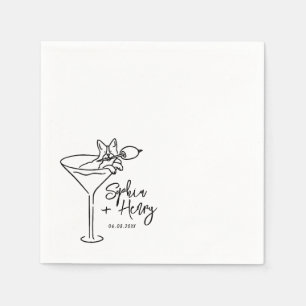 Hand Drawn Dog and Martini Whimsical Wedding  Napkin