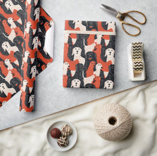 Hand-Drawn Dog Pattern Design Wrapping Paper