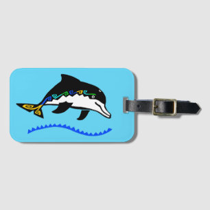 Hand drawn - DOLPHIN - Ocean - Wildlife - Luggage Tag