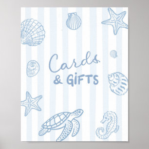 Hand Drawn Doodle Blue Sea You Soon Cards and Gift Poster