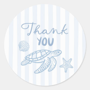 Hand Drawn Doodle Blue Sea You Soon Round Sticker