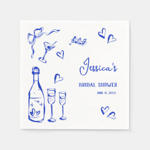 Hand Drawn Doodle Bridal Shower French Bow Napkin