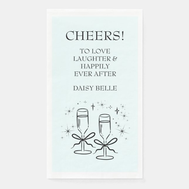 Hand Drawn Doodle Bridal Shower Green Napkin (Front)