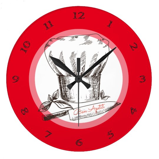 Hand Drawn Doodle Chef Hat Knife Kitchen Clock Zazzle Co Uk