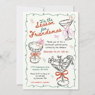 Hand Drawn Doodle Christmas Cocktail Party Invitation
