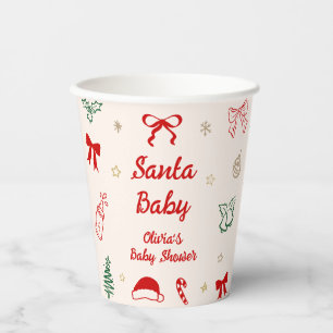 Hand Drawn Doodle Christmas Santa Baby Shower Paper Cups